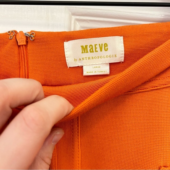 Maeve Anthropologie • 60s Inspired Velma Orange Button Stretch Mini Party Skirt - Picture 3 of 10